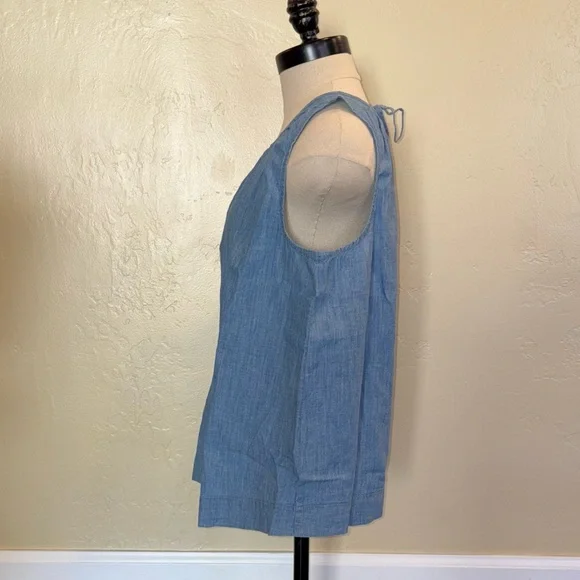 J Crew Swingy Tank in Chambray Blue Buoy Wash Cotton Linen Size Medium - Picture 2 of 11